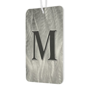 Monogram On Abstract Silver Brushed Metal Air Freshener