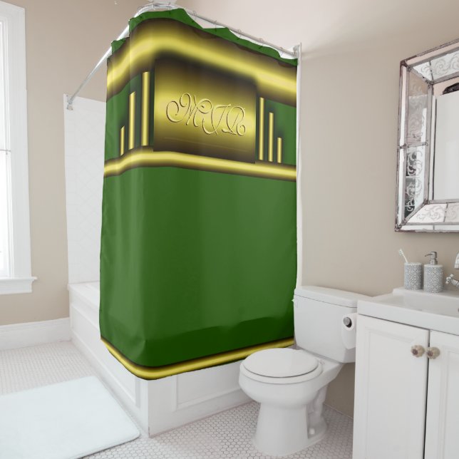 Monogram on art deco luxury gold and green (In Situ)