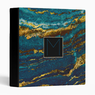 monogram on blue and gold agate stone binder