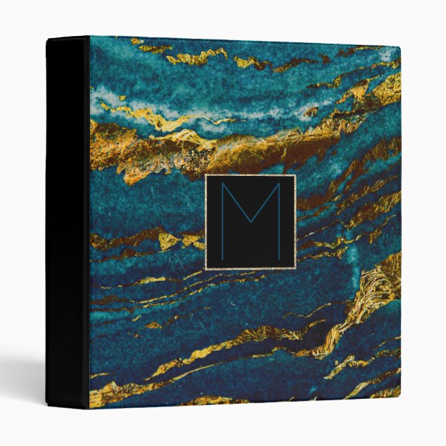 monogram on blue and gold agate stone binder (Front/Spine)