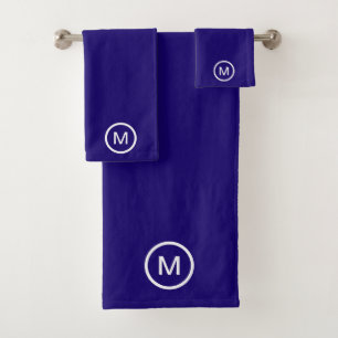 Monogram on Blue Bath Towel Set