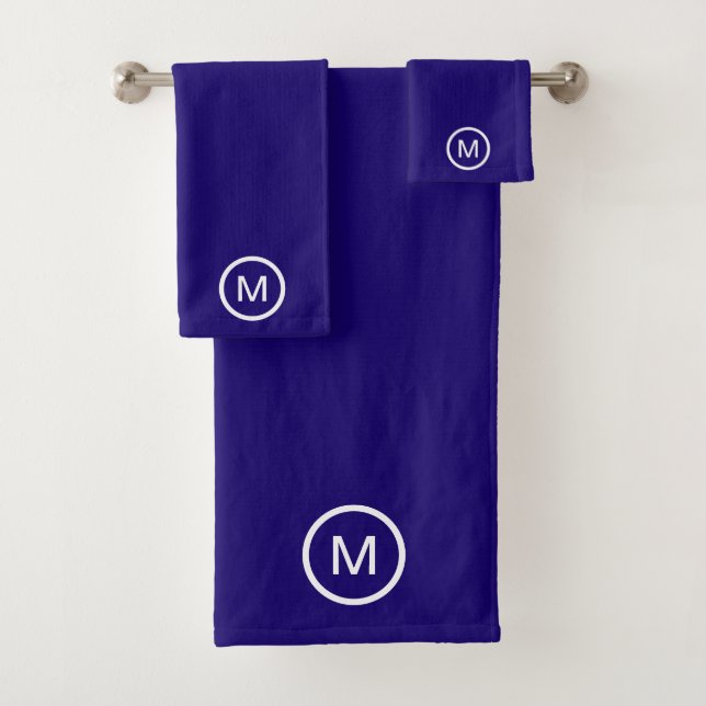 Monogram on Blue Bath Towel Set (Insitu)