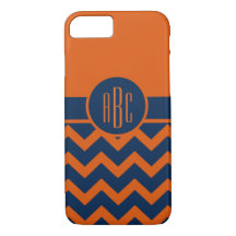 Monogram on Burnt Orange and Navy Blue