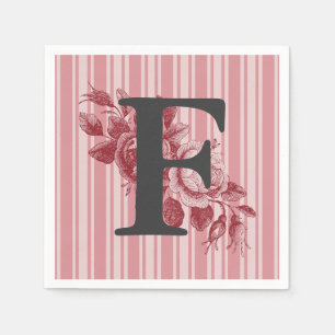 Monogram on Cabbage Rose Spray Customize It Napkin