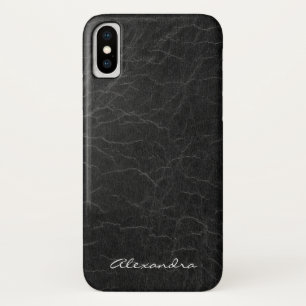 Monogram on Faux Black Leather Case-Mate iPhone Case
