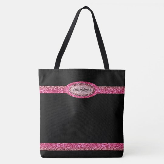 Monogram on Faux Glitter Tote Bag