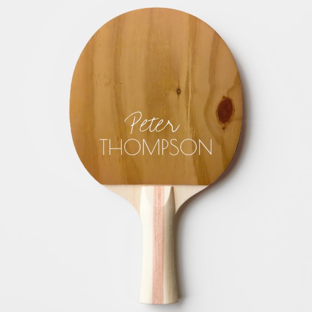 monogram on faux wood grains ping pong paddle (Front)
