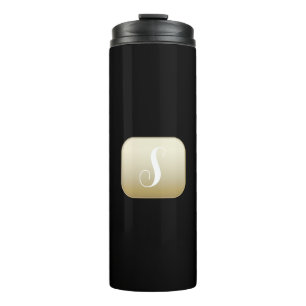 Monogram on Gold and Black Thermal Tumbler 