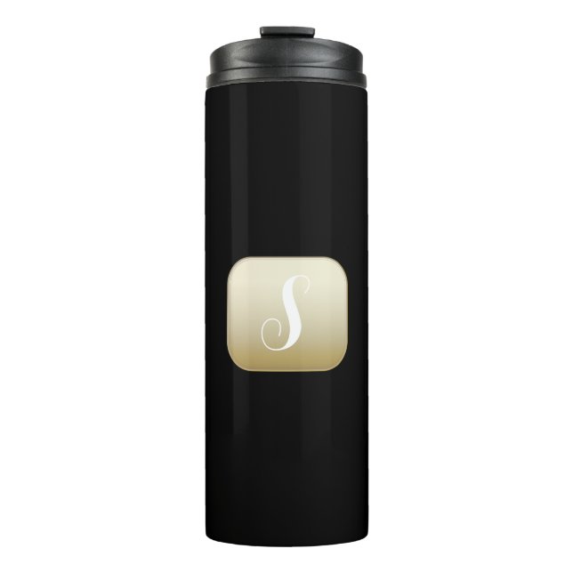 Monogram on Gold and Black Thermal Tumbler  (Front)