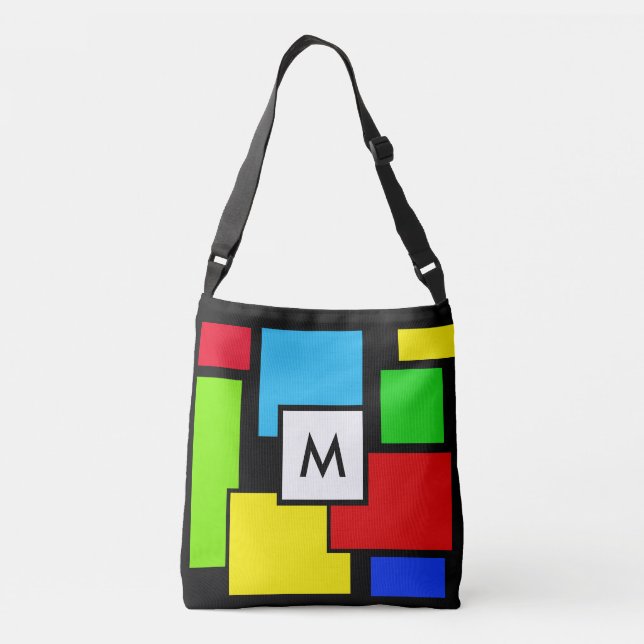 Monogram on multicolored squares crossbody bag (Back)