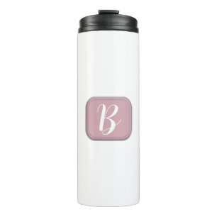 Monogram on Pink and White Thermal Tumbler 