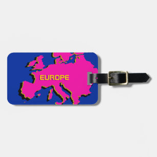 Monogram on Pink Europe Map - Luggage Tag