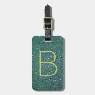 Monogram on Rain Droplets Texture Luggage Tag
