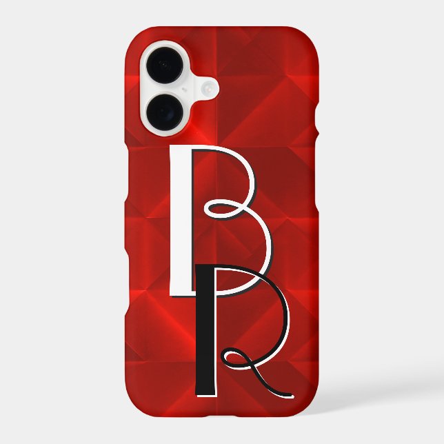 Monogram on Red Origami Design (Back)