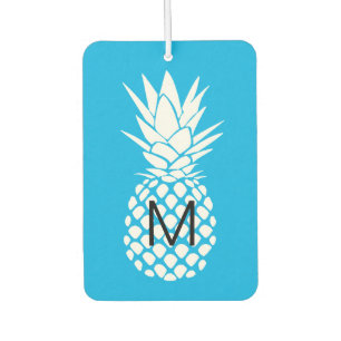 monogram on white pineapple air freshener