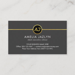 Monogram One Gold Line CEO Business Card
