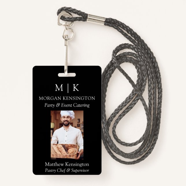 Monogram or Add Logo Business Black or Pick Colour Badge (Front with Lanyard)
