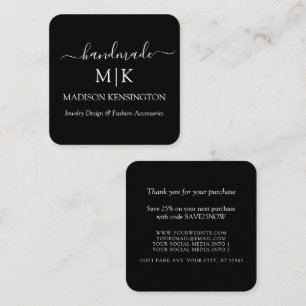Monogram or Add Logo Business Handmade Insert Card