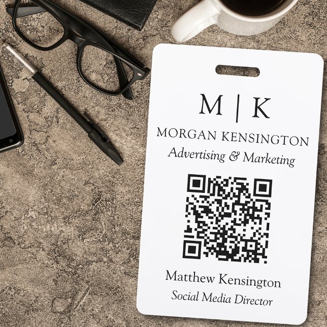 Monogram or Add Logo Business QR Code Badge (Edit to Customize text, colors and more)