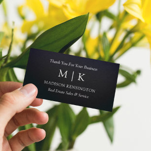 Monogram or Add Logo Business Thank You Gift Black Card