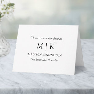 Monogram or Add Logo Business Thank You Note Card