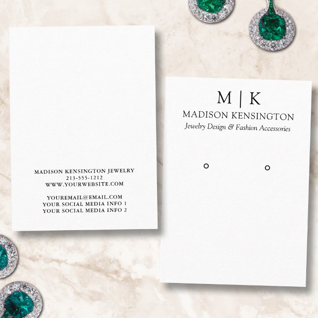 Monogram or Add Logo Earring Display Card (Edit to Customize text, colors and more)