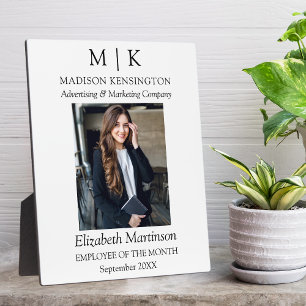Monogram or Add Logo Employee Business Award Desk Plaque