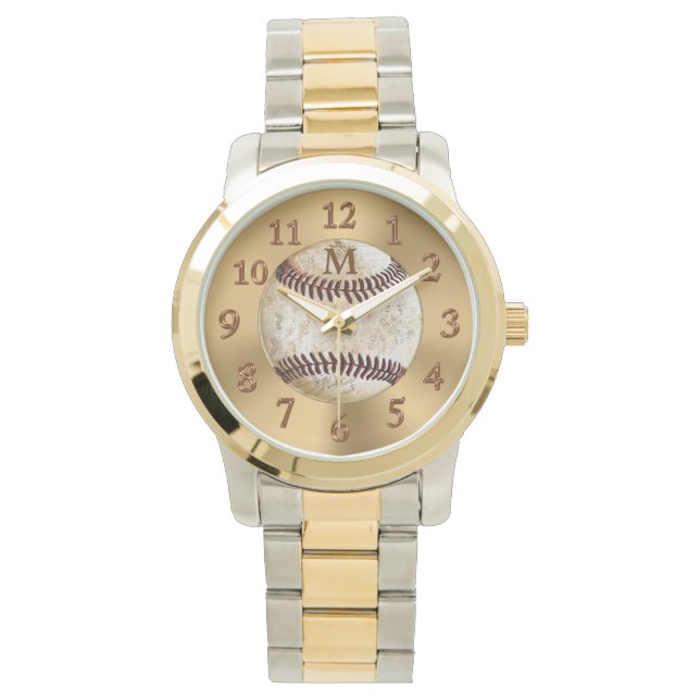 Monogram or Jersey Number Vintage Baseball Watch (Front)