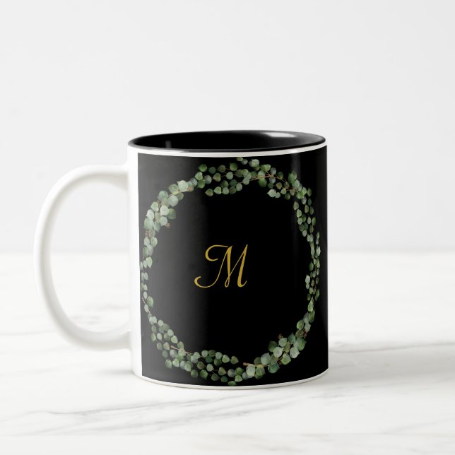 MONOGRAM OR NOIR EUCALYPTUS 2 CAFÉ MUG (Gauche)