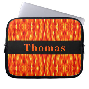 Monogram Orange Abstract Fire Laptop Sleeve