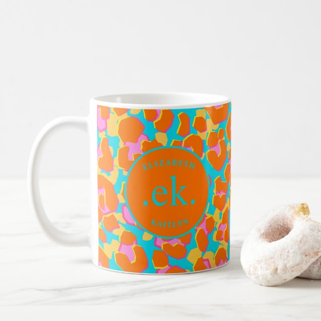  Monogram Orange and Blue Leopard Coffee Mug (With Donut)