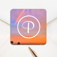 Monogram Orange Blue Sunset Rainbow Photography