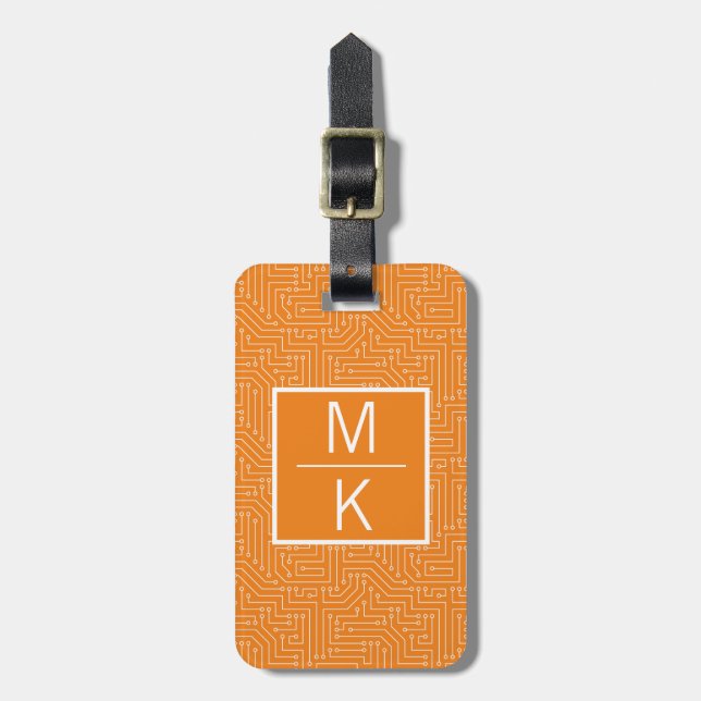 Monogram Orange Circuit Square Splitter Luggage Tag (Front Vertical)