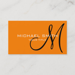 Monogram Orange colour background Business Card