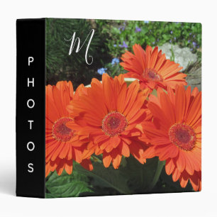 Monogram Orange Daisy Flower Photo Binder