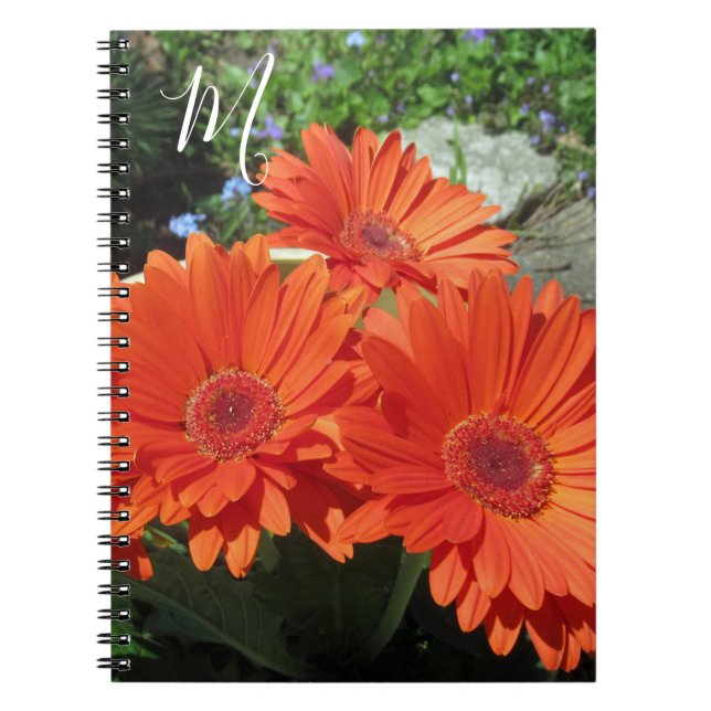 Monogram Orange Floral Photography Notebook (Front)