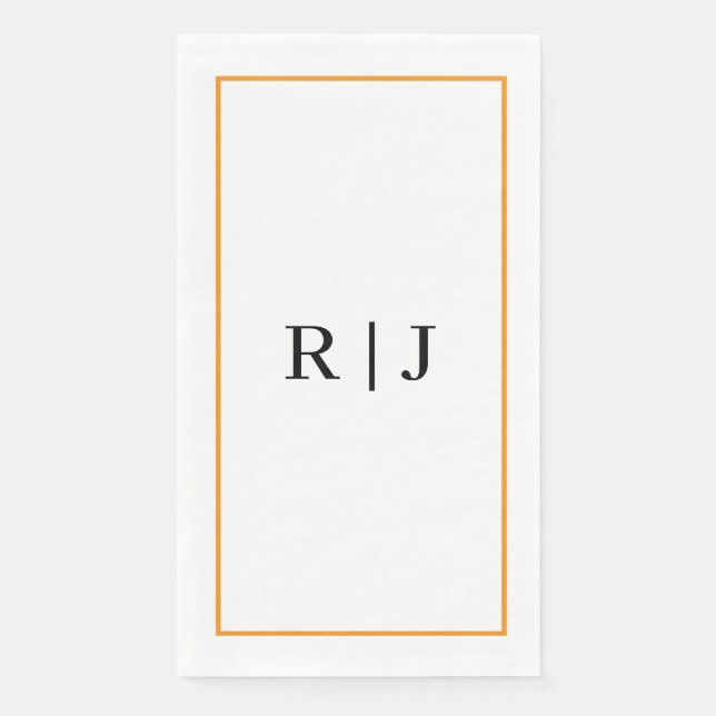 Monogram Orange Spring Summer Elegant Wedding Napkin (Front)