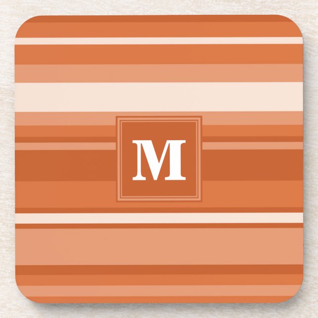 Monogram orange stripes coaster (Front)