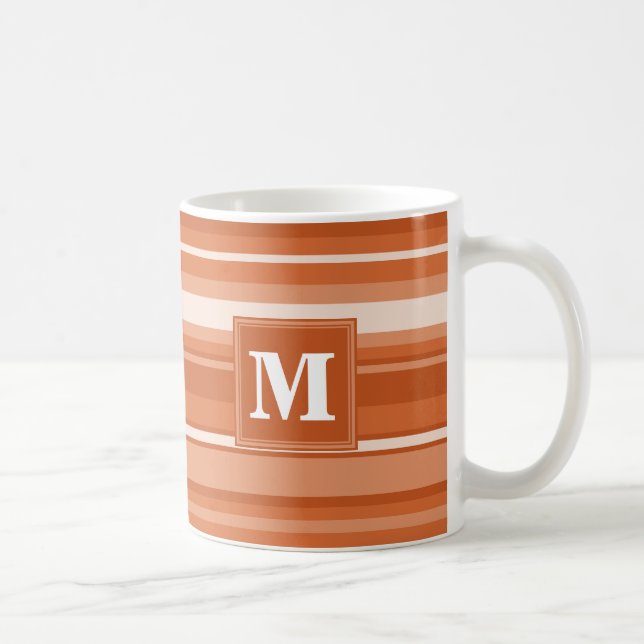 Monogram orange stripes coffee mug (Right)