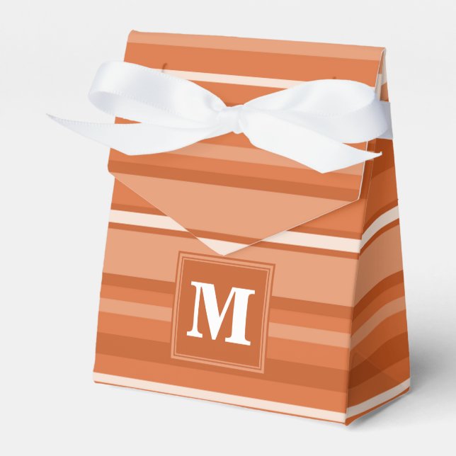 Monogram orange stripes favor box (Front Side)