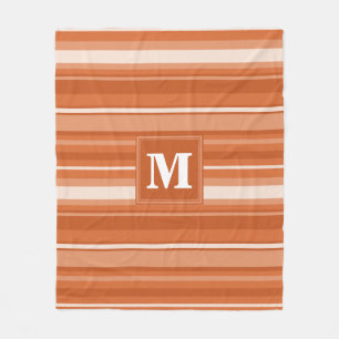Monogram orange stripes fleece blanket