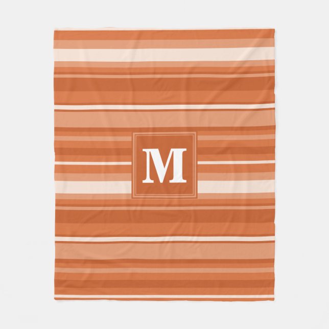 Monogram orange stripes fleece blanket (Front)