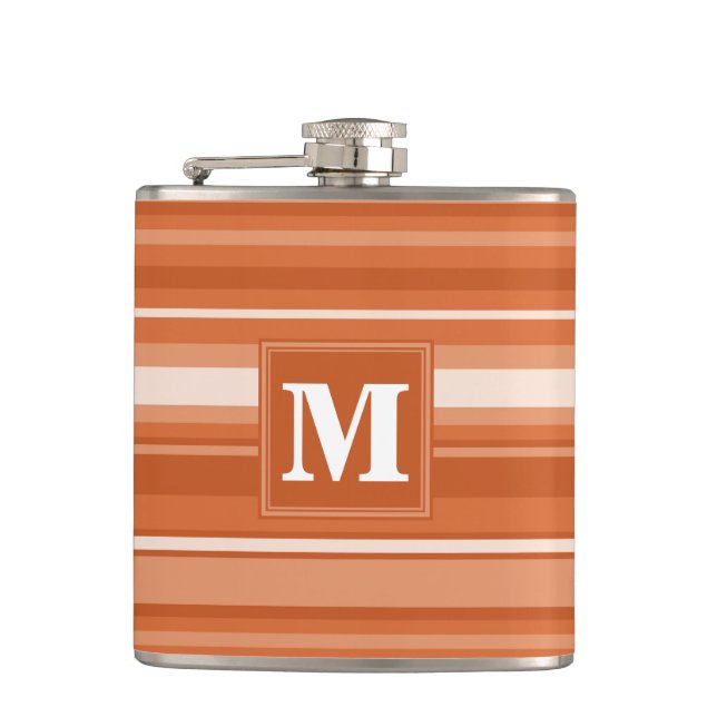 Monogram orange stripes hip flask (Front)