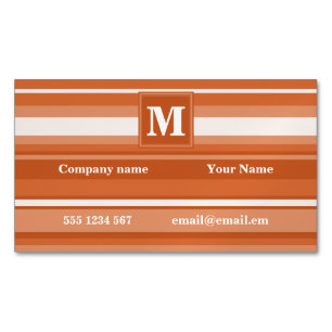 Monogram orange stripes 	Magnetic business card