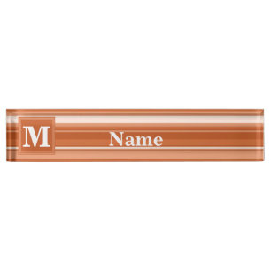 Monogram orange stripes nameplate