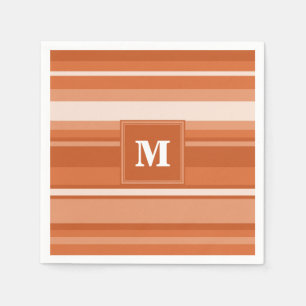 Monogram orange stripes napkin