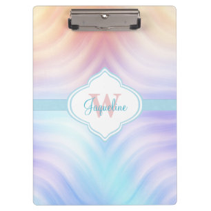 Monogram Orange Teal Lavender Clipboard