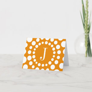 Monogram Orange Template Blank Note Card