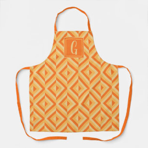 Monogram Orange Three-Tone Diamond Pattern Apron