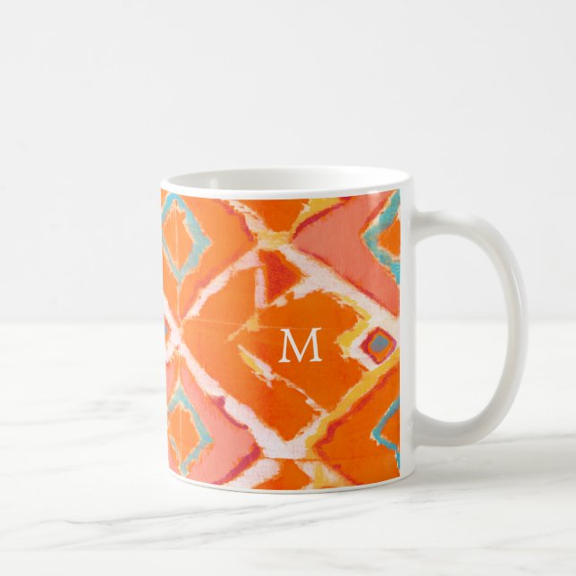Monogram | Orange Tribal II Coffee Mug (Right)